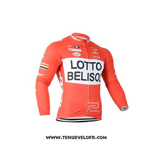 2019 Maillot Ciclismo Lotto Soudal Orange Blanc Manches Longues et Cuissard